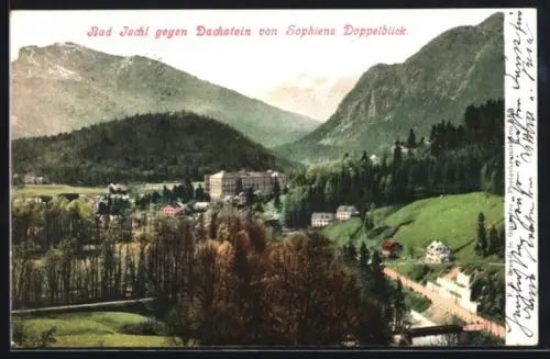 AK Bad Ischl, Ortspartie gegen Dachstein von Sophiens Doppelblick