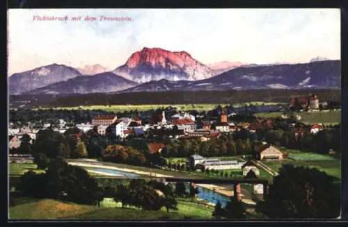 AK Vöcklabruck, Teilansicht mit dem Traunstein