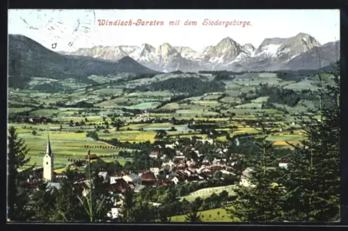 AK Windisch-Garsten, Teilansicht mit dem Stodergebirge