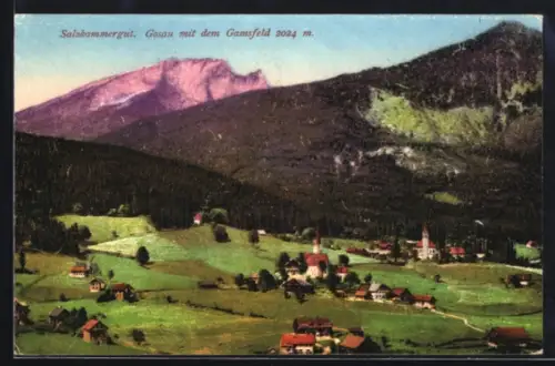 AK Gosau, Salzkammergut, Kirche mit dem Gamsfeld