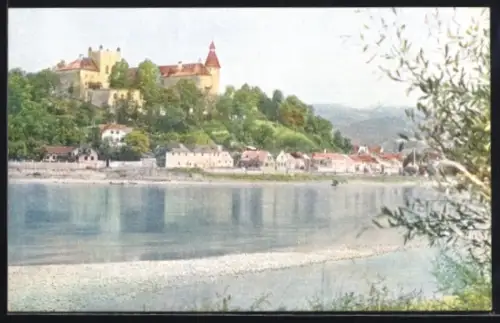 AK Ottensheim a. d. Donau, Blick zum Schloss