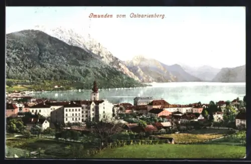 AK Gmunden, Vom Calvarienberg aus gesehen