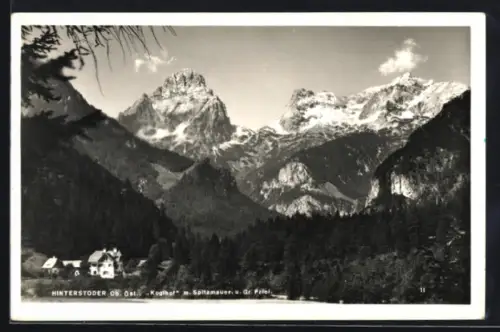 AK Hinterstoder /Ob. Öst., Hotel Koglhof mit Spitzmauer und Grossem Priel