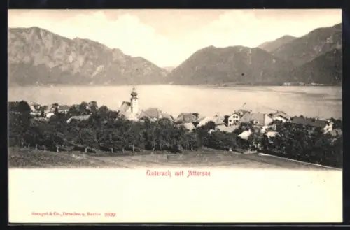AK Unterach /Attersee, Teilansicht mit Kirche