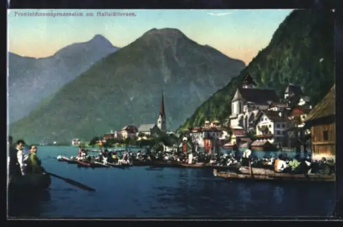 AK Hallstatt, Fronleichnamsprozession am Hallstättersee