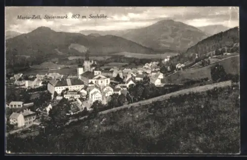 AK Maria-Zell /Steiermark, Teilansicht mit Kirche