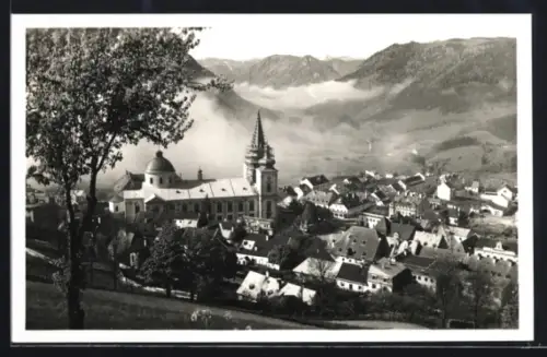 AK Mariazell, Teilansicht mit Kirche