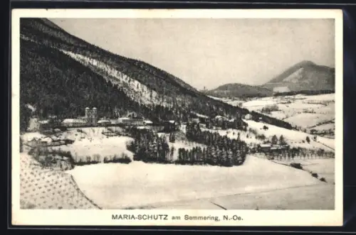 AK Schottwien, Maria-Schutz am Semmering mit Kirche im Winter