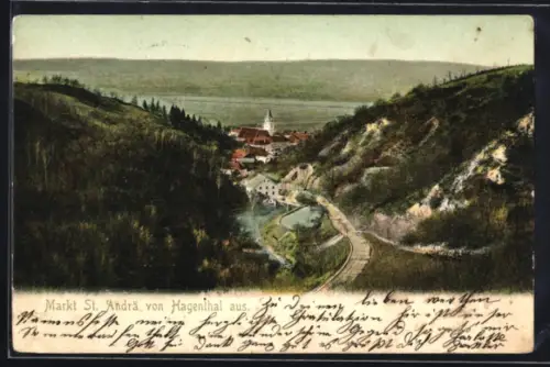 AK St. Andrä, Teilansicht von Hagenthal aus