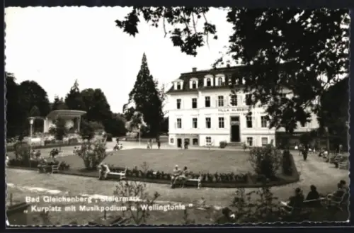 AK Bad Gleichenberg, Kurplatz mit Musikpodium & Wellingtonia