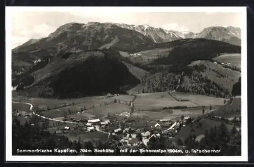 AK Kapellen, Teilansicht mit Hotel Tatscherhof und der Schneealpe