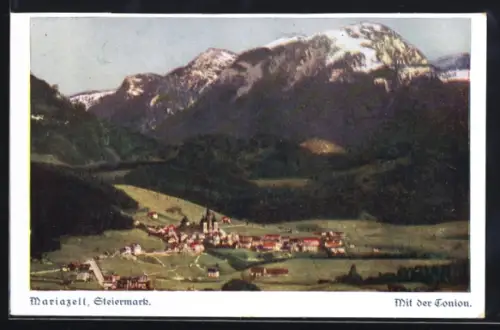 AK Mariazell /Steiermark, Teilansicht mit Kirche und der Tonion