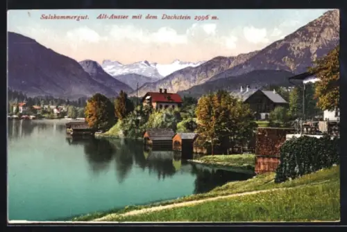 AK Alt-Aussee, Salzkammergut, Panorama mit dem Dachstein