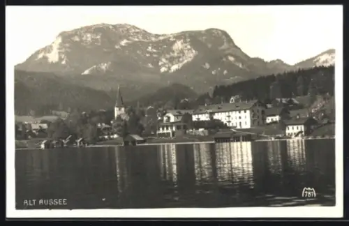 AK Alt Aussee, Uferpartie mit Kirche