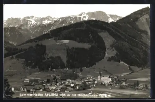 AK Aflenz, Teilansicht mit Kirche und Hochschwab