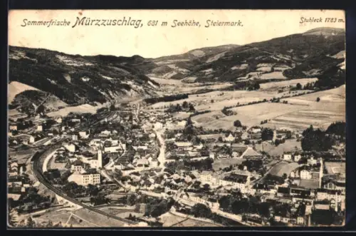 AK Mürzzuschlag /Steiermark, Teilansicht mit Stuhleck