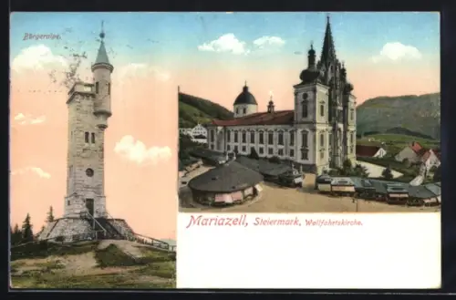 AK Mariazell /Steiermark, Wallfahrtskirche, Bürgeralpe