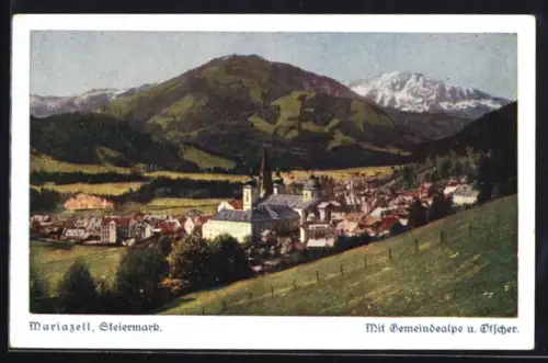 AK Mariazell /Steiermark, Teilansicht mit der Gemeindealpe und Ötscher