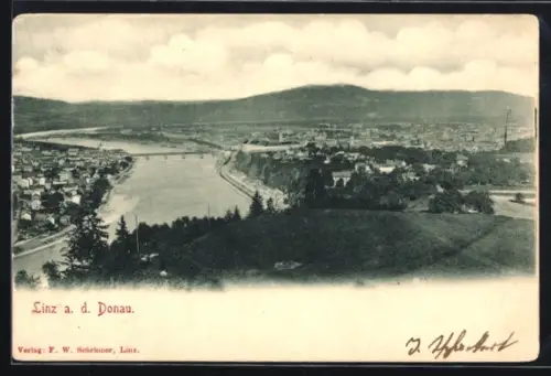 AK Linz a. d. Donau, Teilansicht mit Kloster
