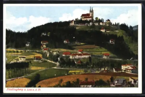 AK Pöstlingberg, Panorama mit Kirche