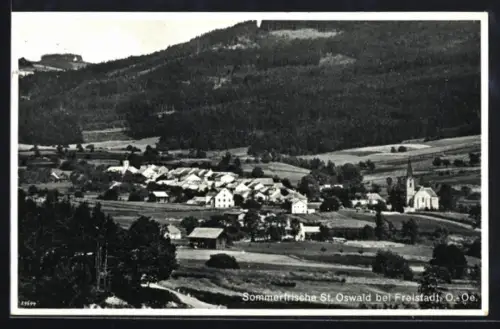 AK St. Oswald bei Freistadt, Teilansicht mit Kirche