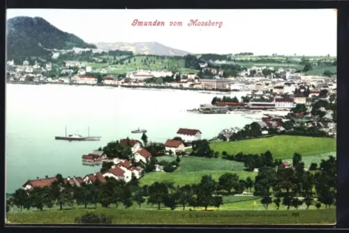 AK Gmunden, Panoramablick vom Moosberg