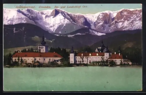 AK Gmunden, Salzkammergut, See- und Landschloss Ort