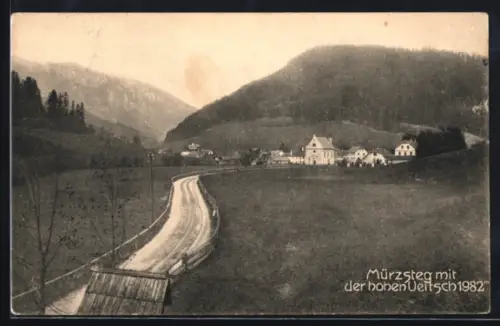 AK Mürzsteg, Strassenpartie mit der hohen Veitsch