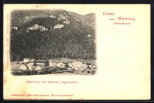 AK Mürzsteg /Steiermark, Teilansicht mit Kaiserlichem Jagdschloss