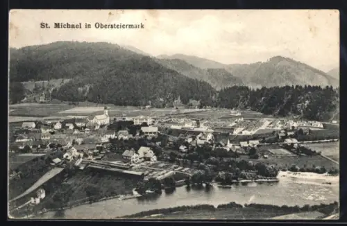 AK St. Michael in Obersteiermark, Teilansicht mit Kirche
