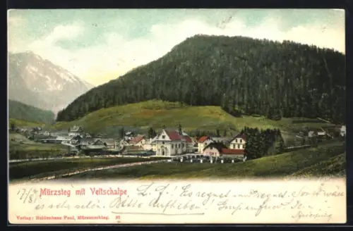 AK Mürzsteg, Ortsansicht mit Veitschalpe