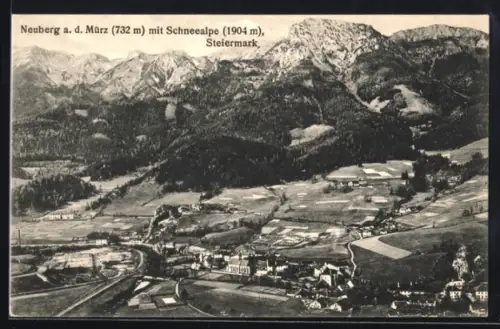 AK Neuberg a. d. Mürz, Teilansicht mit Schneealpe