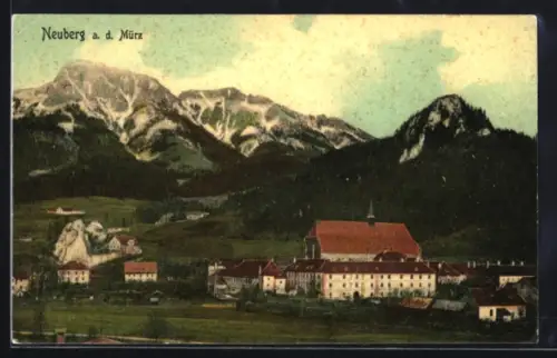 AK Neuberg a. d. Mürz, Ortspartie mit Kirche