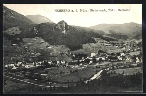 AK Neuberg /Mürz, Gesamtansicht aus der Vogelschau