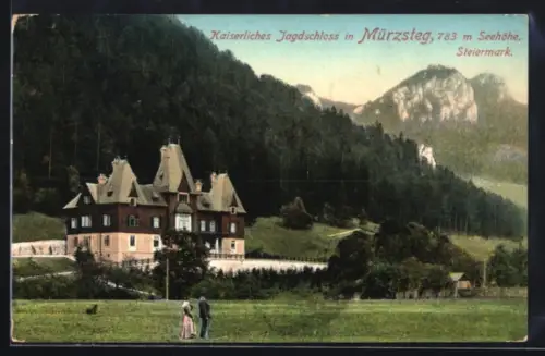 AK Mürzsteg, Kaiserliches Jagdschloss, Leute