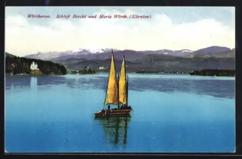 AK Maria Wörth /Wörthersee, Panorama mit Schloss Bercht