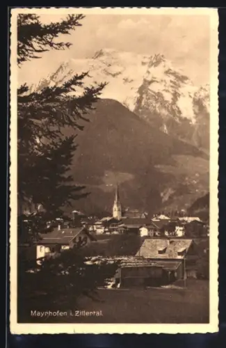 AK Mayrhofen i. Zillertal, Teilansicht mit Kirche