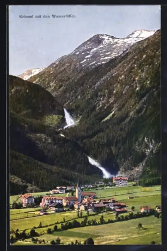 AK Krimml, Totalansicht mit den Wasserfällen