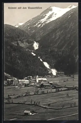 AK Krimml, Kirche mit den Wasserfällen