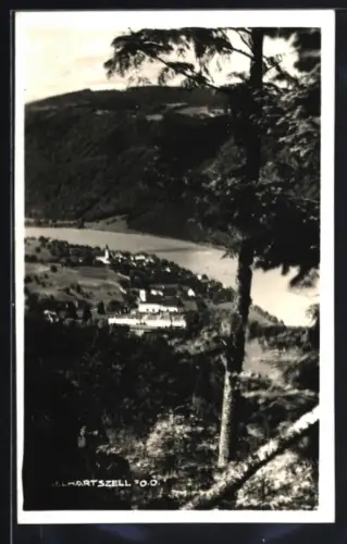 AK Engelhartszell /O. Ö., Panorama mit Kirche