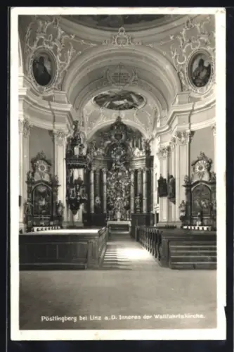 AK Linz a. D., Wallfahrtskirche auf dem Pöstlingberg, Innenansicht
