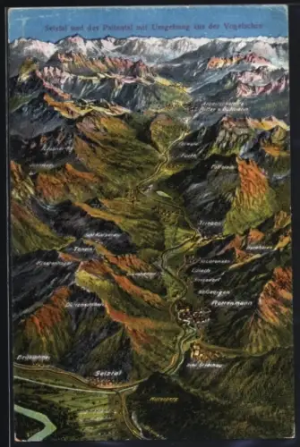 Künstler-AK Selztal, Paltental, Panorama mit Edlach, Rottenmann und Schober
