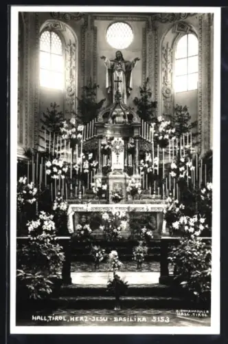 AK Hall /Tirol, Herz-Jesu-Basilika, Innenansicht