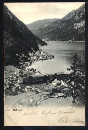 AK Hallstatt, Blick auf den Ort mit Hallstätter See