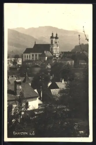 AK Garsten /O. Ö., Teilansicht mit Wallfahrtskirche