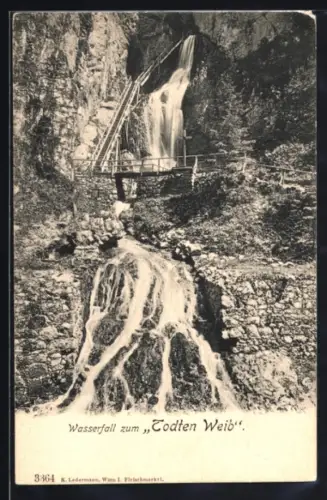 AK Wasserfall zum todten Weib mit Treppe