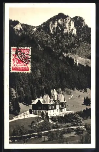 AK Mürzsteg, Jagdschloss aus der Vogelschau