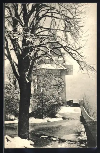 AK Graz, Schlossberg-Uhrturm im Winter