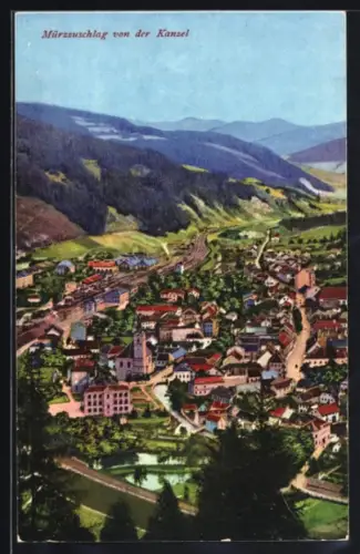 AK Mürzzuschlag, Teilansicht von der Kanzel aus