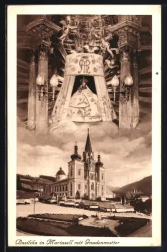 AK Mariazell, Basilika mit Gnadenmutter